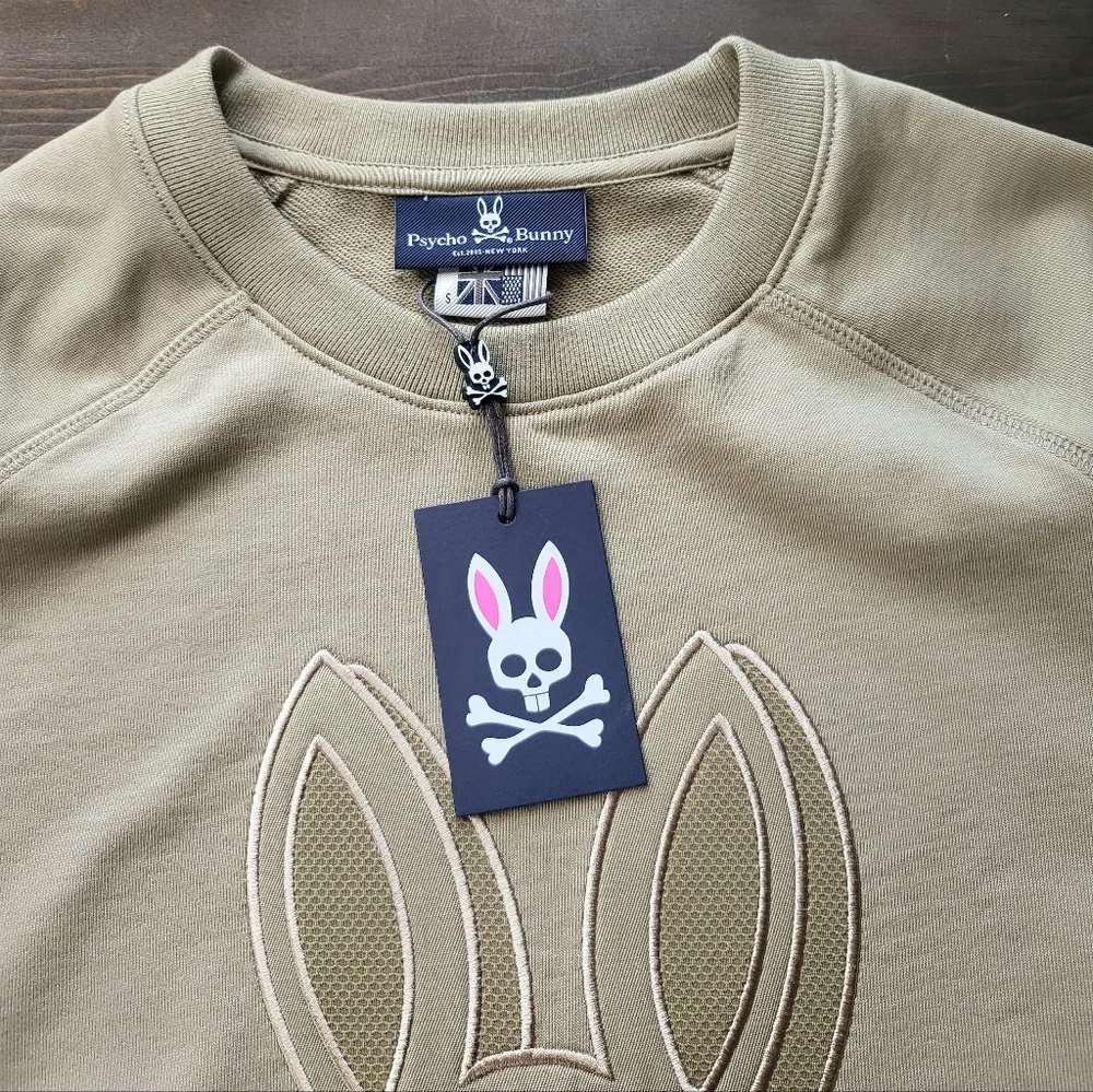 NWT Psycho Bunny Men's Cray Wet Sand Classic French Terry Crewneck Sweat…